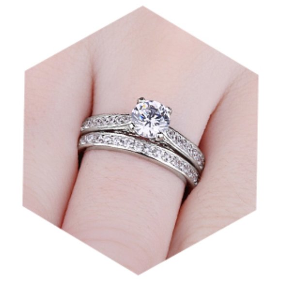 ๐ 1ct CZ Solitaire Bridal Set โ 925 Sterling Silver ๐ - Picture 4 of 8